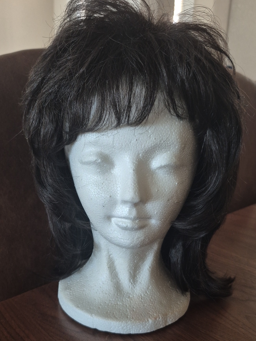 SALONI Dark Brown Layered Wig with Soft Bangs